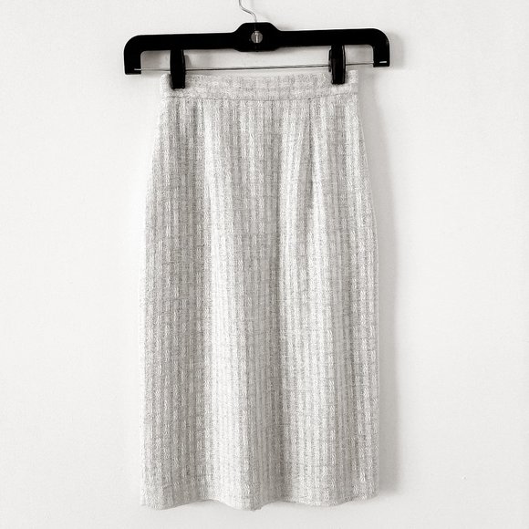 VINTAGE Pencil Skirt, *SMALLER THAN 00P*, Woven Linen-Like Fabric, Ivory - Picture 1 of 7